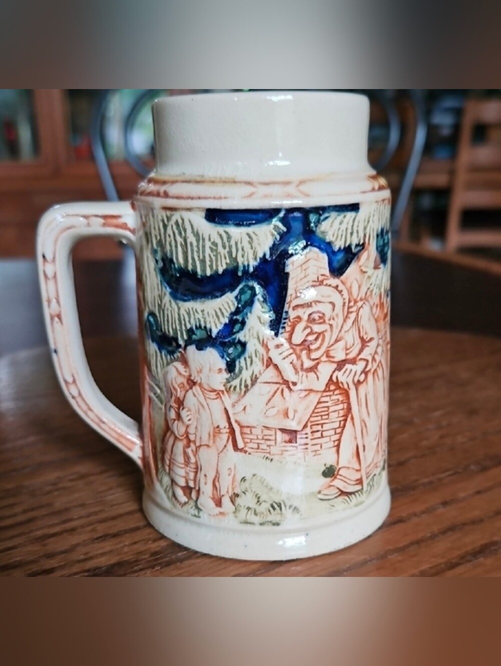 Hansel & Gretel Fairy Tale German Stein Resting Child w Deer Children's Mug